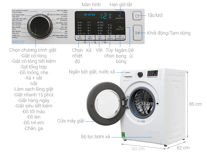 ma loi may giat samsung